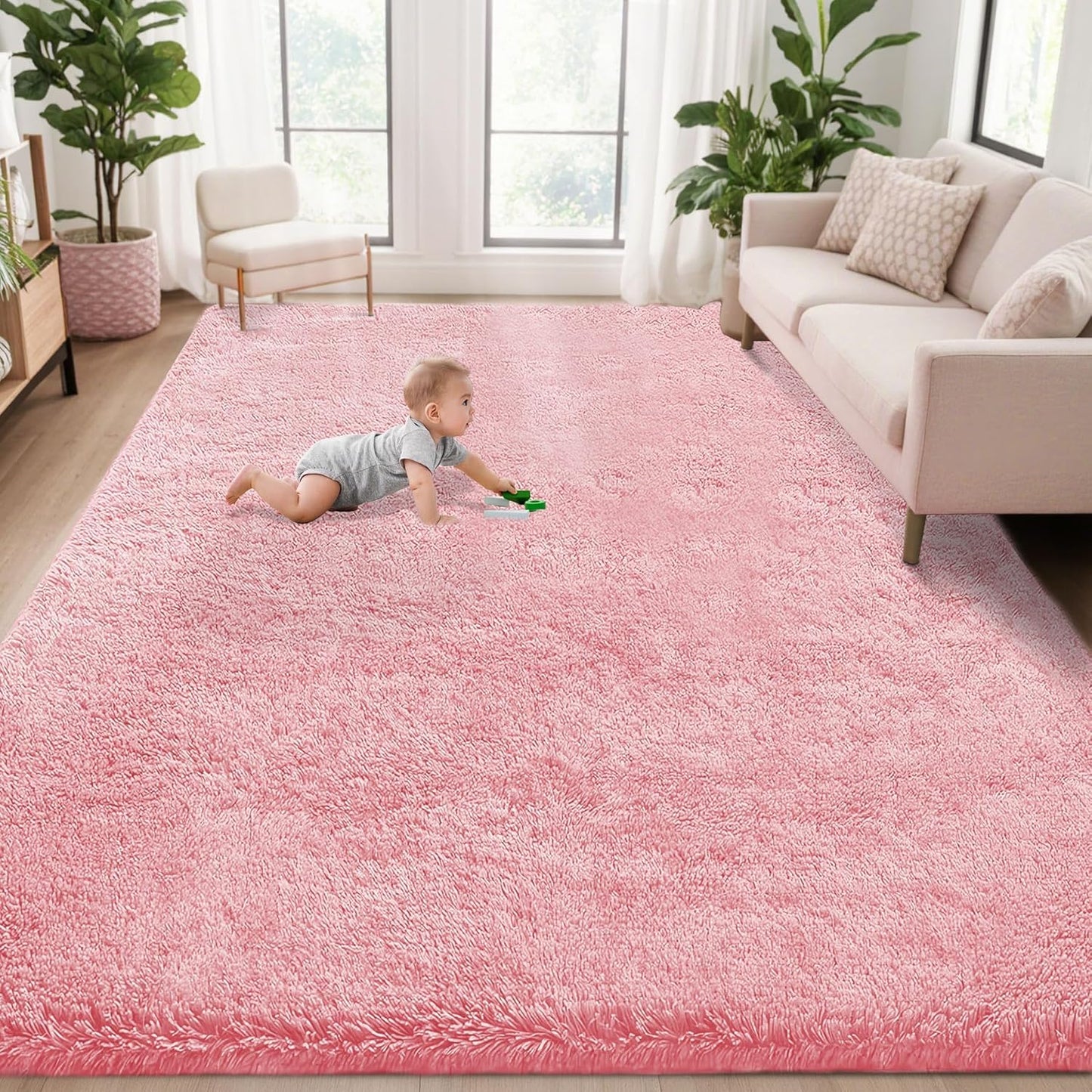 5x8 Area Rug for Living Room: Fluffy Shag Soft Washable Rug