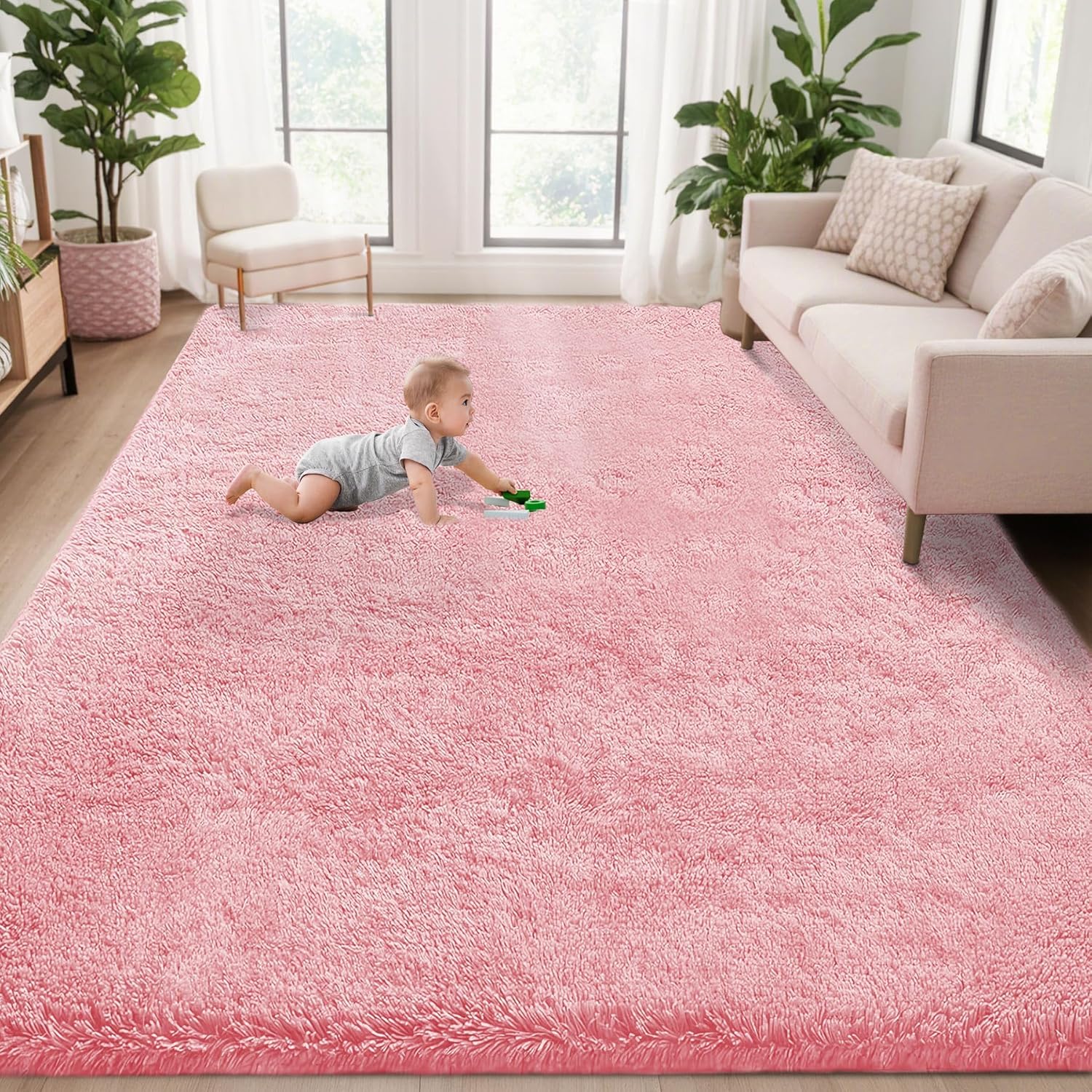 5x8 Area Rug for Living Room: Fluffy Shag Soft Washable Rug