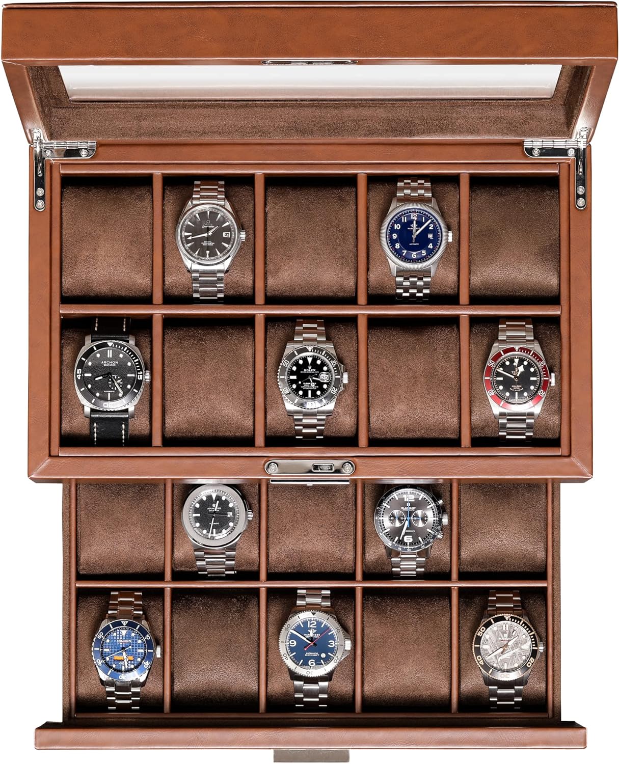 Premium Leather Watch Box: Elegant Display & Security