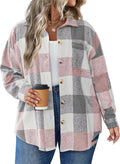 Plus Size Plaid Shacket Long Sleeve Button Down Flannel (Style S115)