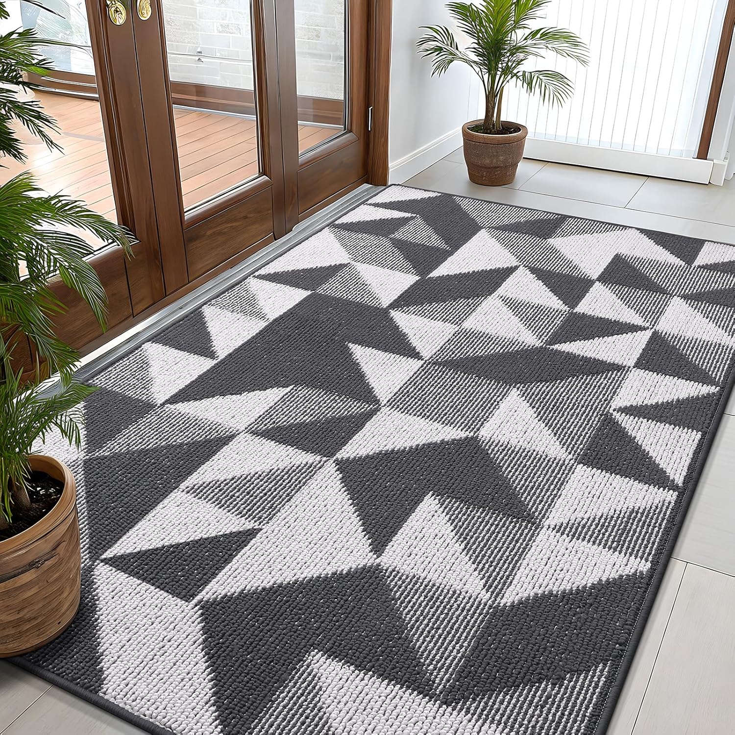 OLANLY Large Indoor Door Mat 59x35, Stylish Geometric Design
