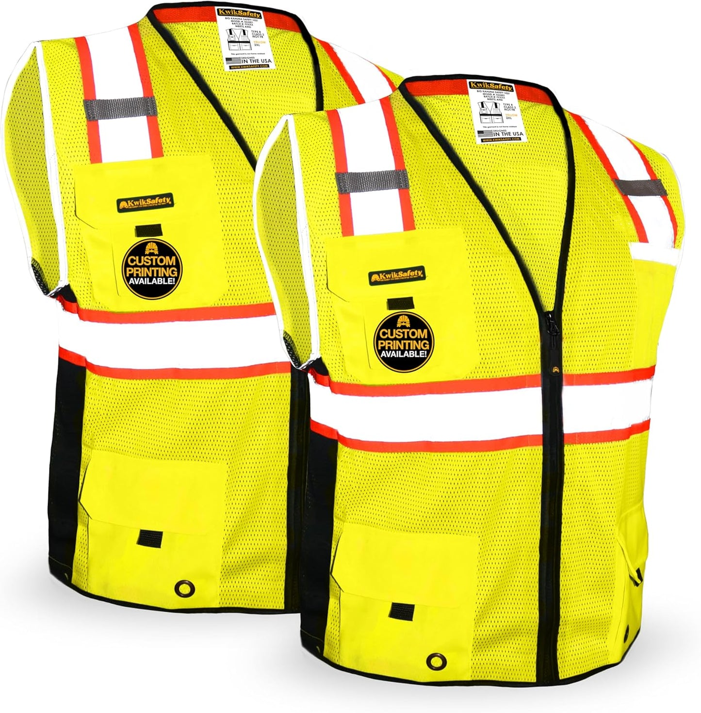 KwikSafety BIG KAHUNA Safety Vest Class 2 Reflective 2 Pack