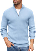 COOFANDY Men's Quarter Zip Sweater Slim Fit Mock Neck - Lightweight