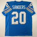 Facsimile Autographed Barry Sanders Detroit Blue Jersey XL
