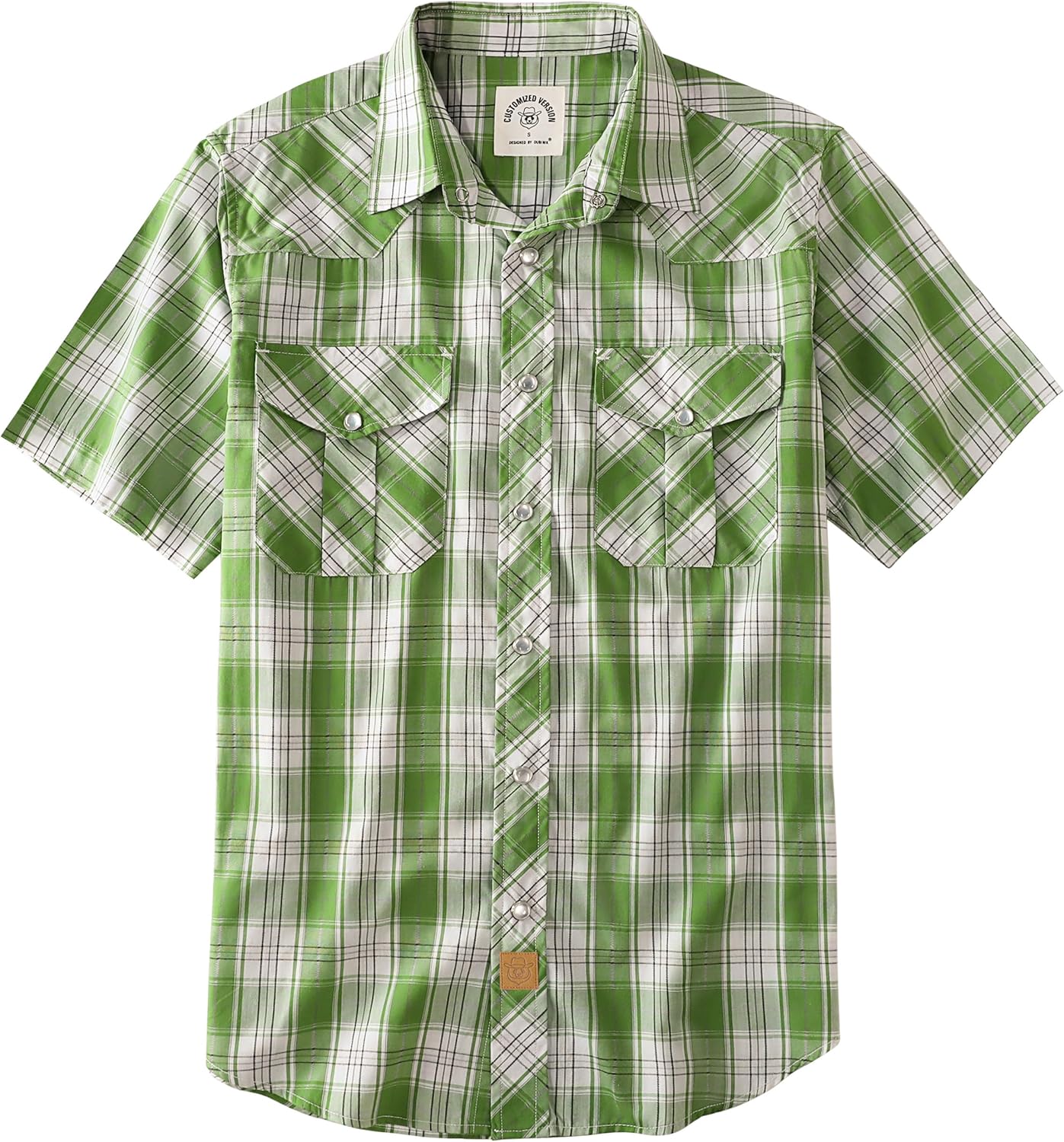 Dubinik Short Sleeve Plaid Pearl Snap Shirts for Men Casual Wear