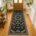 Black Insect 2ft 6inx8ft Washable Non Slip Runner Rug - Vintage Boho
