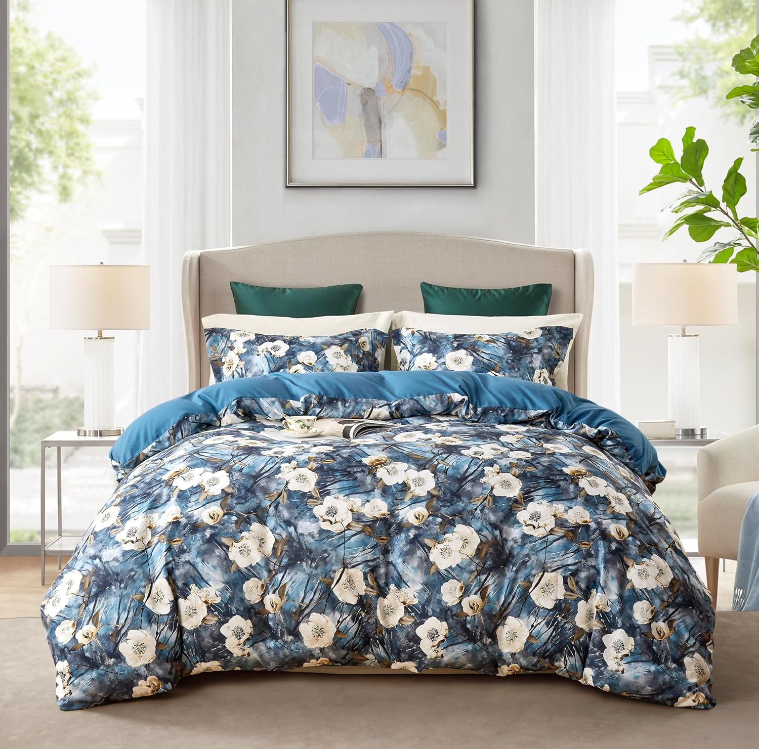 Cupocupa King Size Duvet Cover Set with Boho Floral Design
