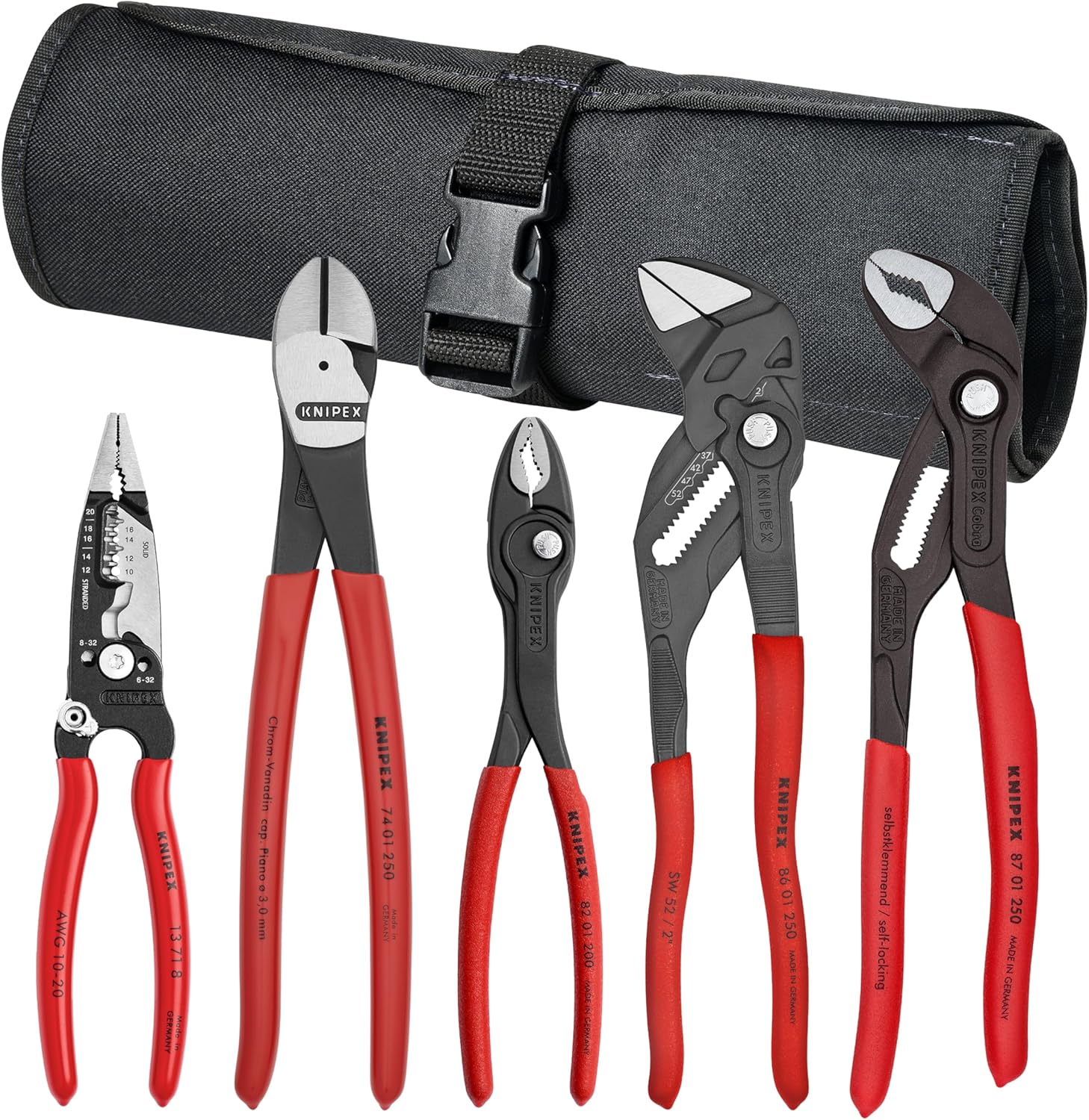 Knipex 5 Pc Core Pliers Set in Tool Roll for Precision Tasks