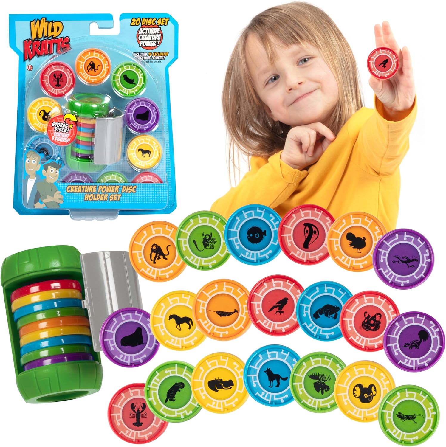 Wild Kratts Creature Power Disc Holder Set with 20 Discs for Kids