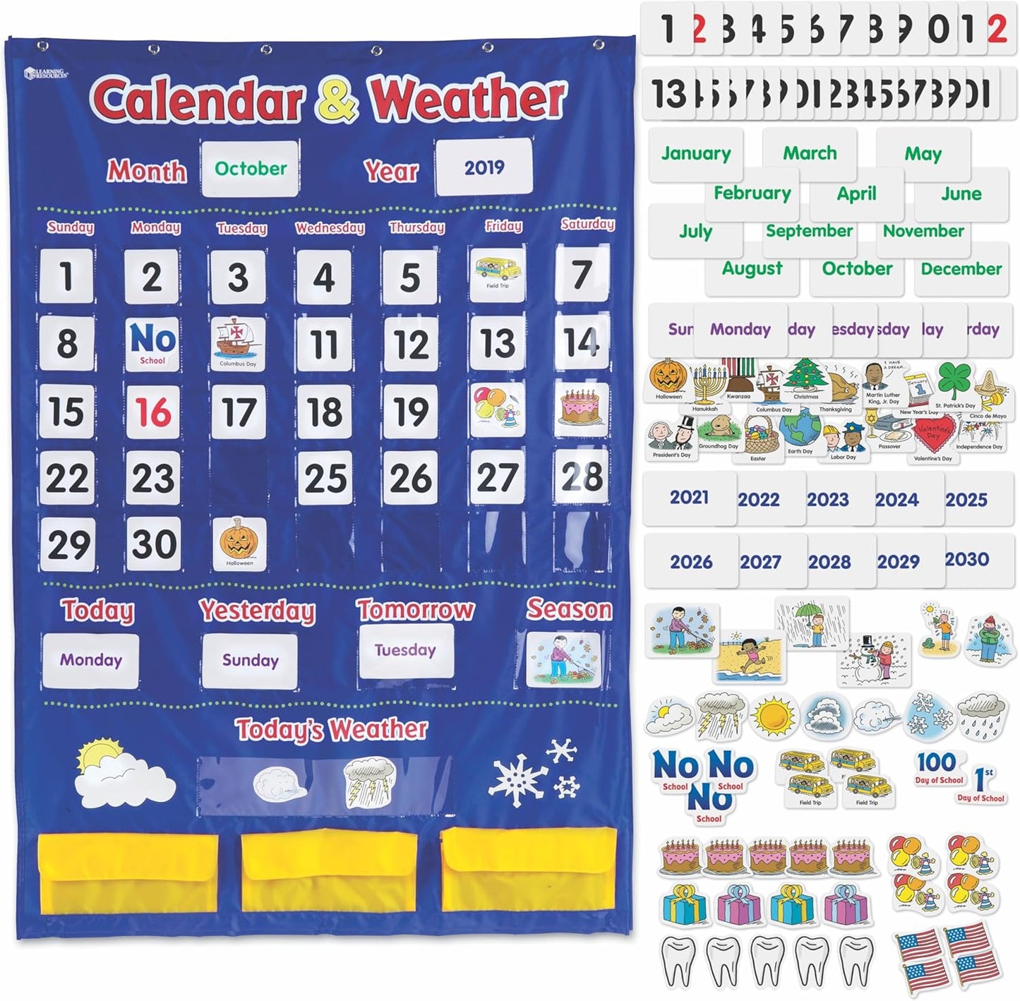 Learning Resources Calendar & Weather Pocket Chart for Classrooms