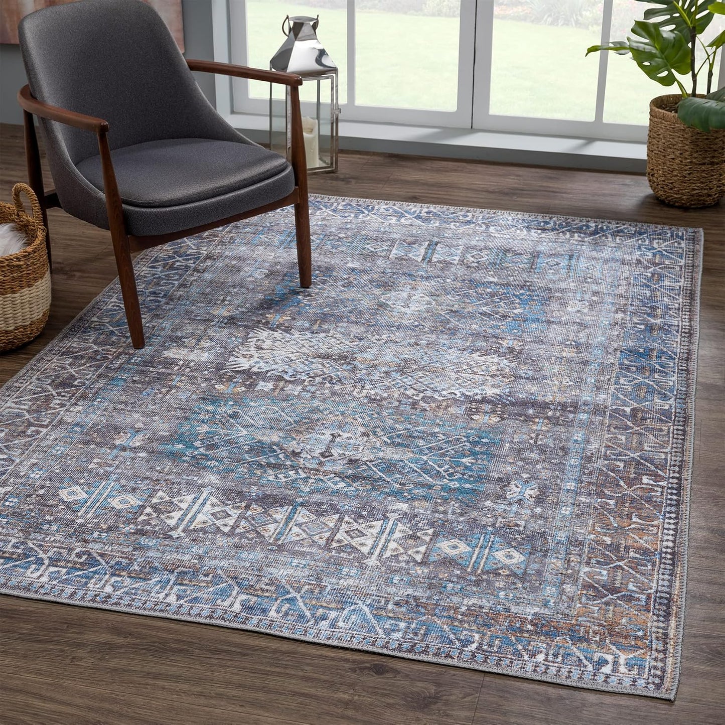 Bloom Rugs Washable 8ft x 10ft Slate Gray/Blue Area Rug Review