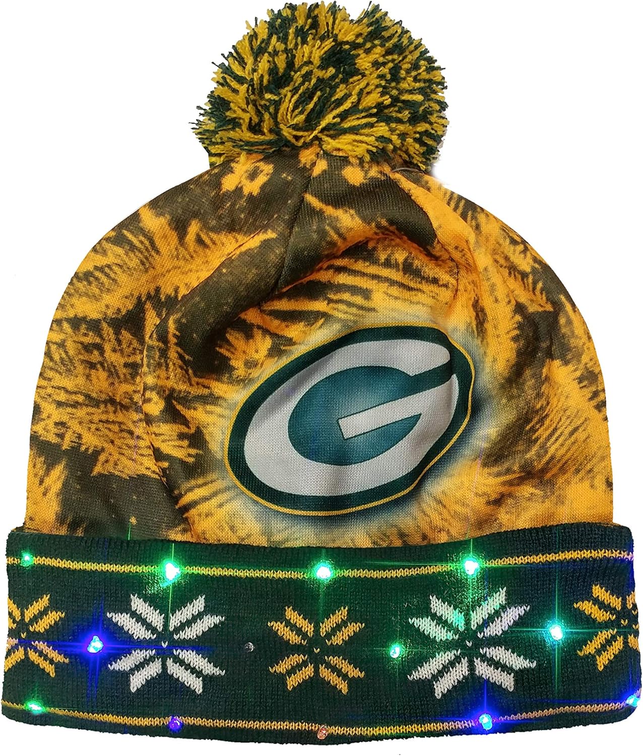 Foco Men's NFL Team Logo Light Up Skull Winter Knit Cap Beanie Hat