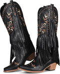 Cowgirl Boots Knee High Fringe Boots - Comfortable Chunky Heel