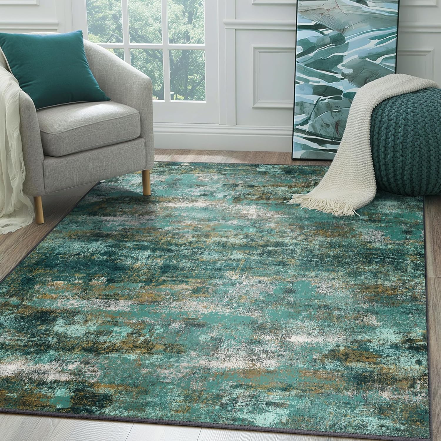 Machine Washable Rug 8x10 Area Rugs for Living Room Bedroom