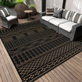 Outdoor Rug 8x10 ft Waterproof Patio Rug - Reversible Black Brown