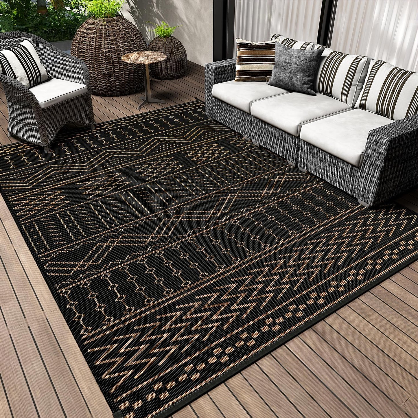 Outdoor Rug Carpet Waterproof 8x10 ft for Patio and RV Use