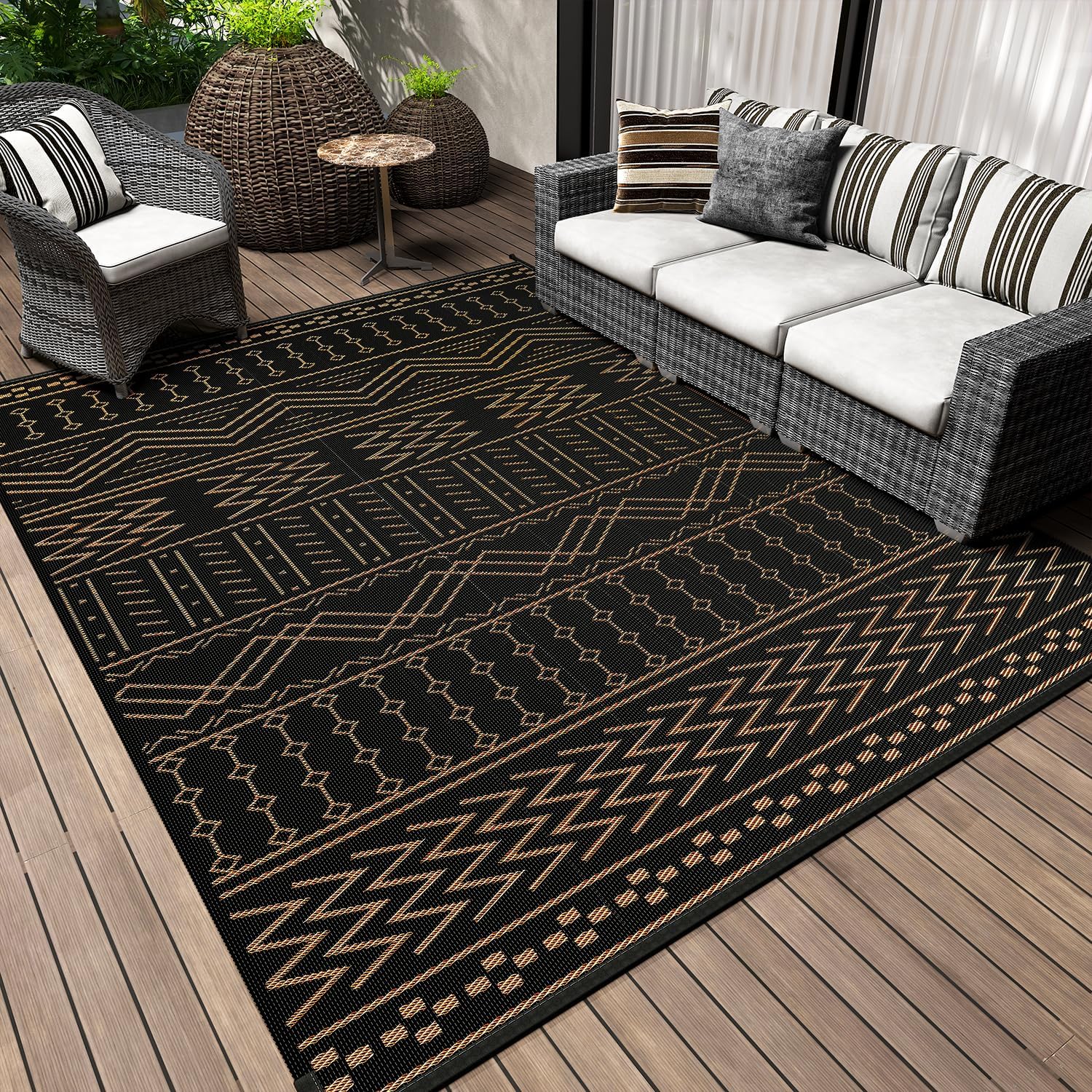 Outdoor Rug Carpet Waterproof 8x10 ft for Patio and RV Use