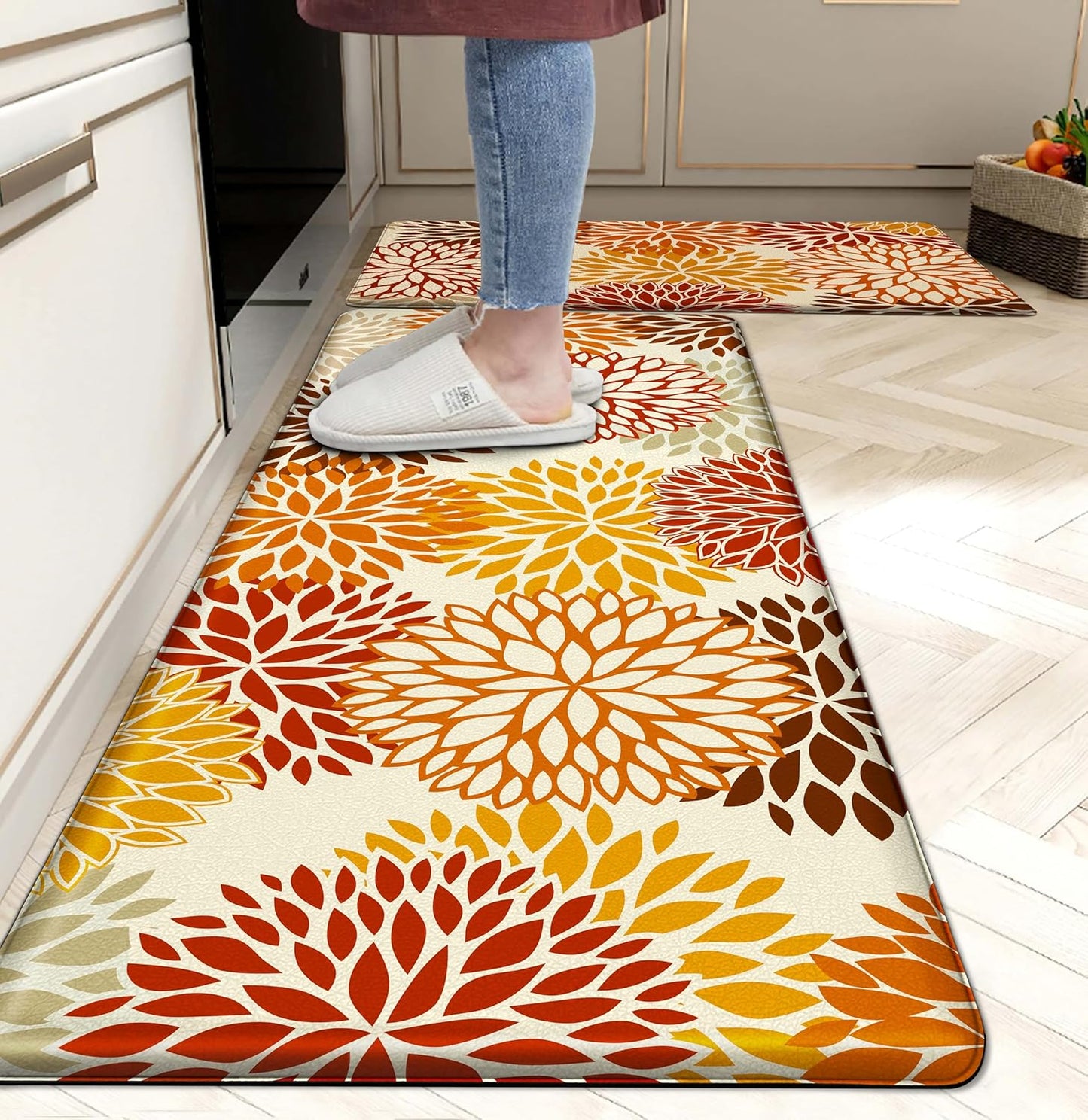 Cushioned Anti Fatigue Kitchen Mats Set of 2 for Comfort