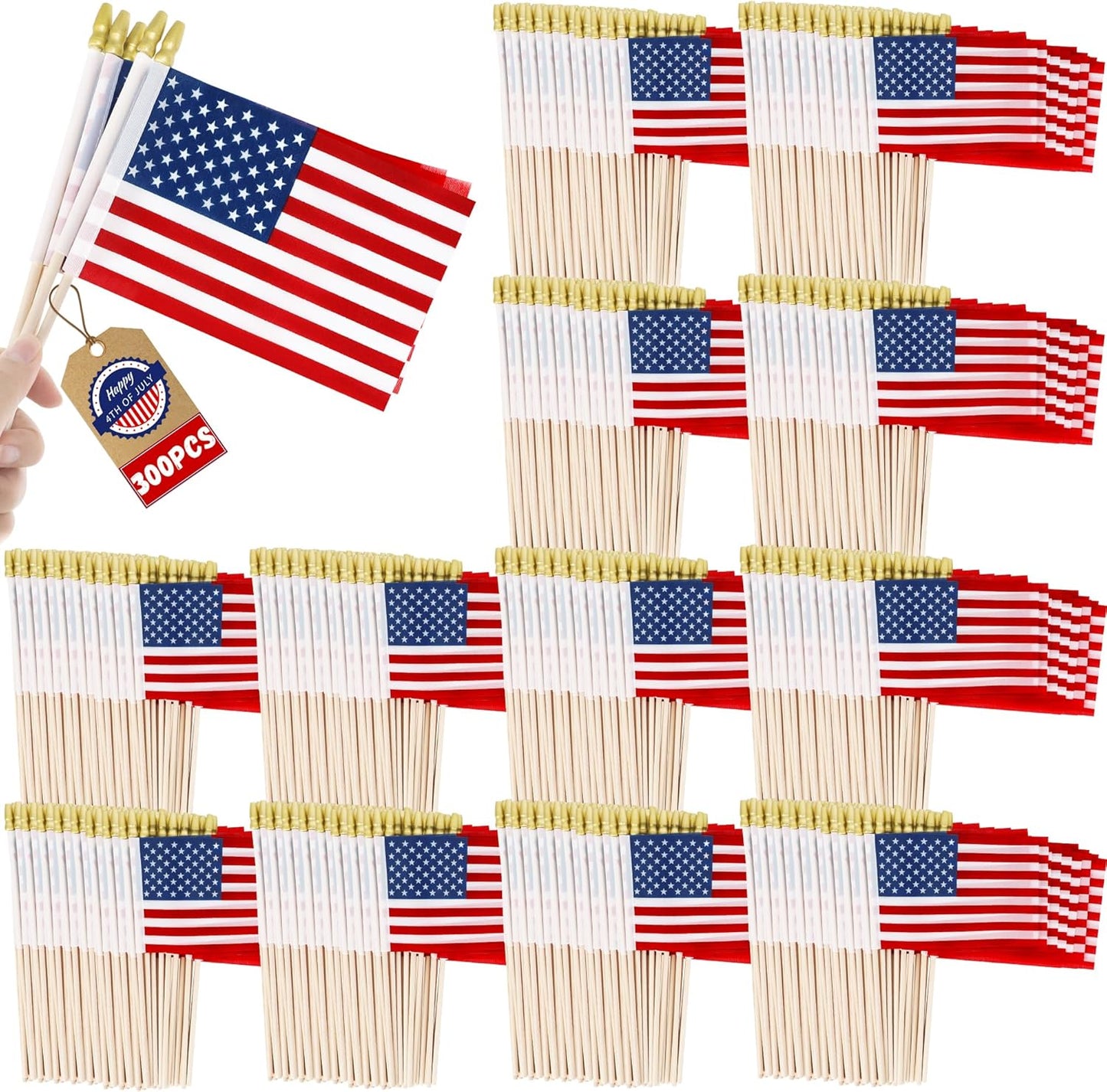 300 PCS Small American Flags for 4th of July Celebrations