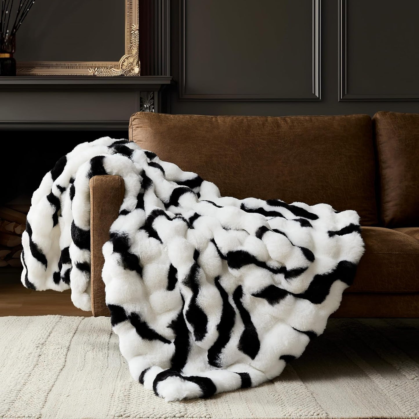 WDCOZY Zebra Animal Print Bubble Throw Blanket for Cozy Comfort