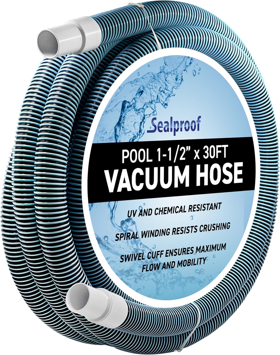 Swimming Pool Vacuum Hose 1-1/2in x 30-Ft for Easy Cleaning