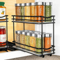 Pull Out Spice Rack Organizer 4-3/8 in Wide - Black 2 Tier Slide Out