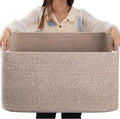 Large Woven Cotton Rope Storage Basket 75L - Durable Foldable Blanket
