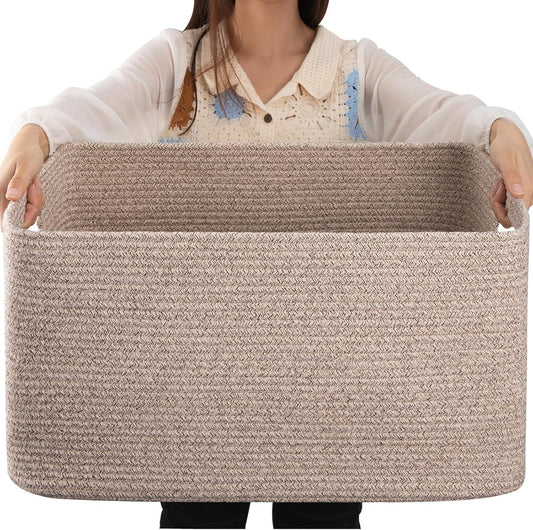 Large Woven Cotton Rope Storage Basket for Organizing Toys