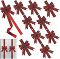 Christmas Cabinet Bows 10-Pack - Red Black Buffalo Plaid Snowflake
