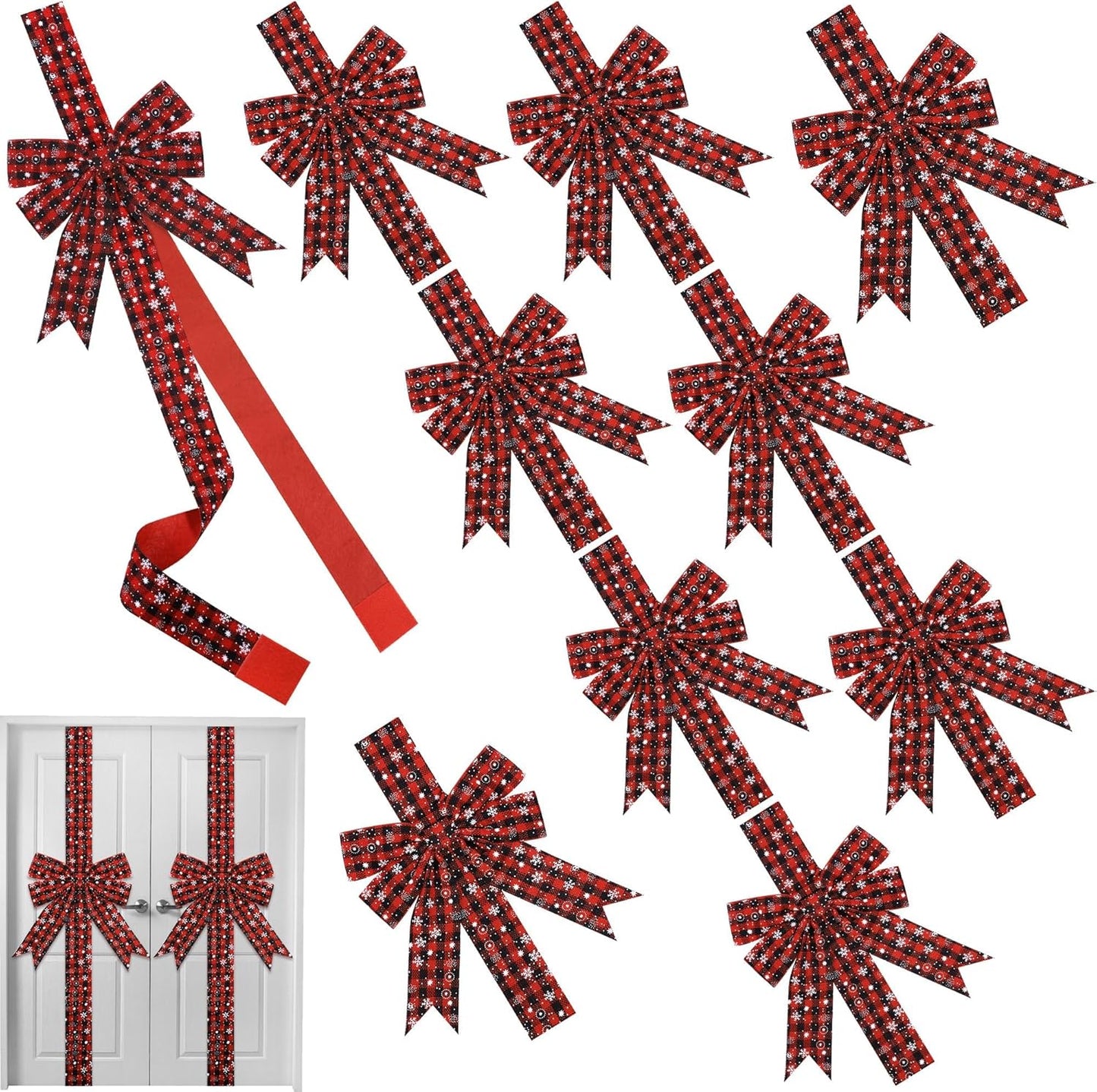 MCEAST Christmas Door Cabinet Bows for Festive Decor 10 Pieces