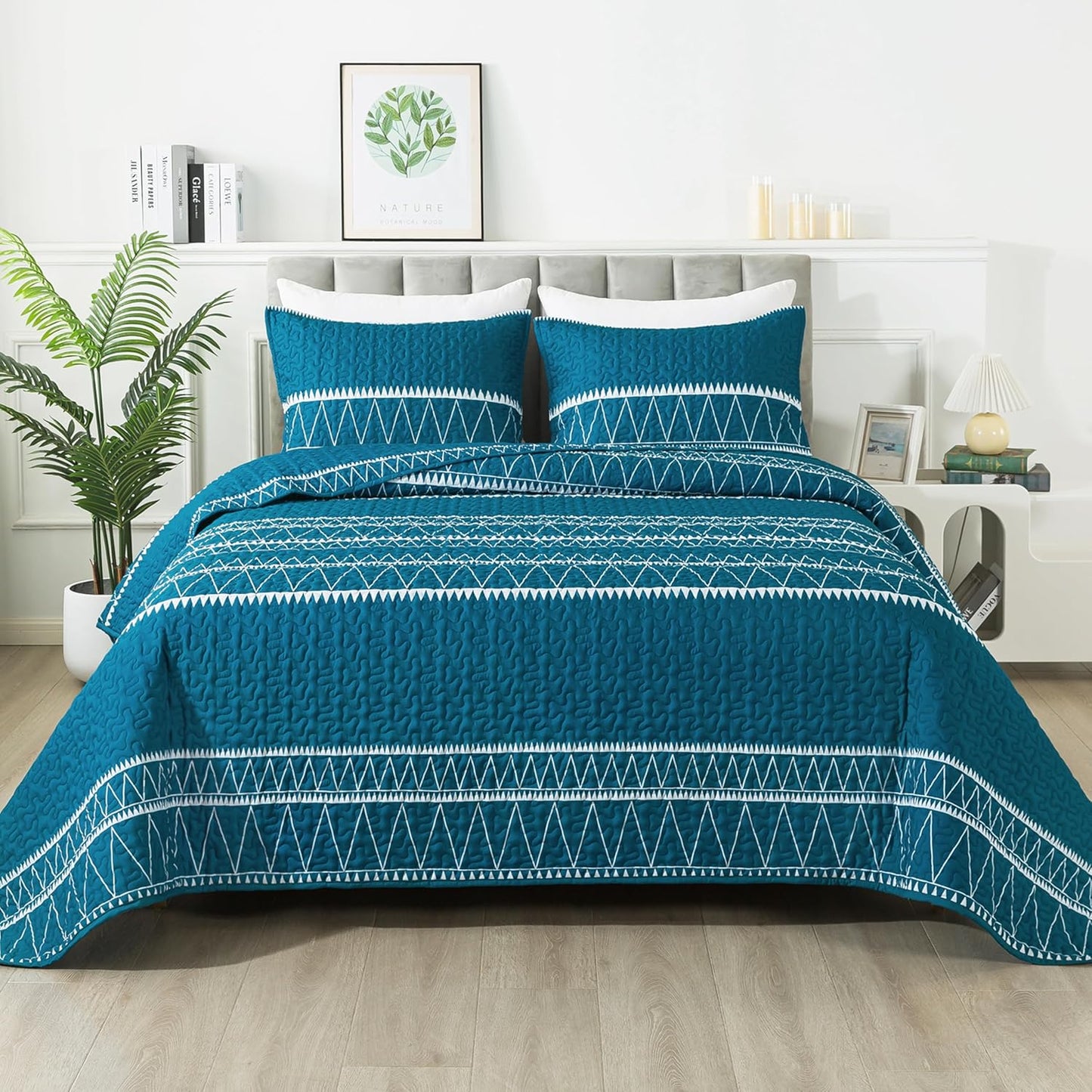 Andency Teal Quilt Set Twin - Lightweight Reversible Bedspread