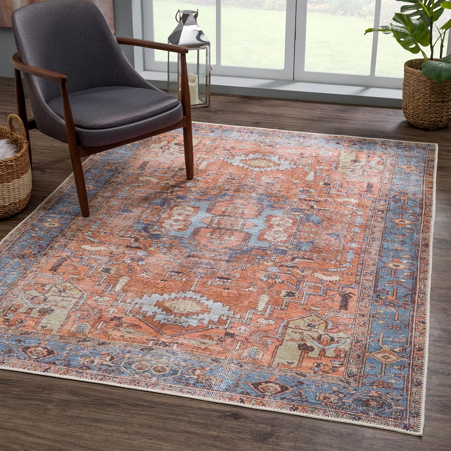Bloom Rugs Washable 8ft x 10ft Terracotta/Blue Area Rug Review