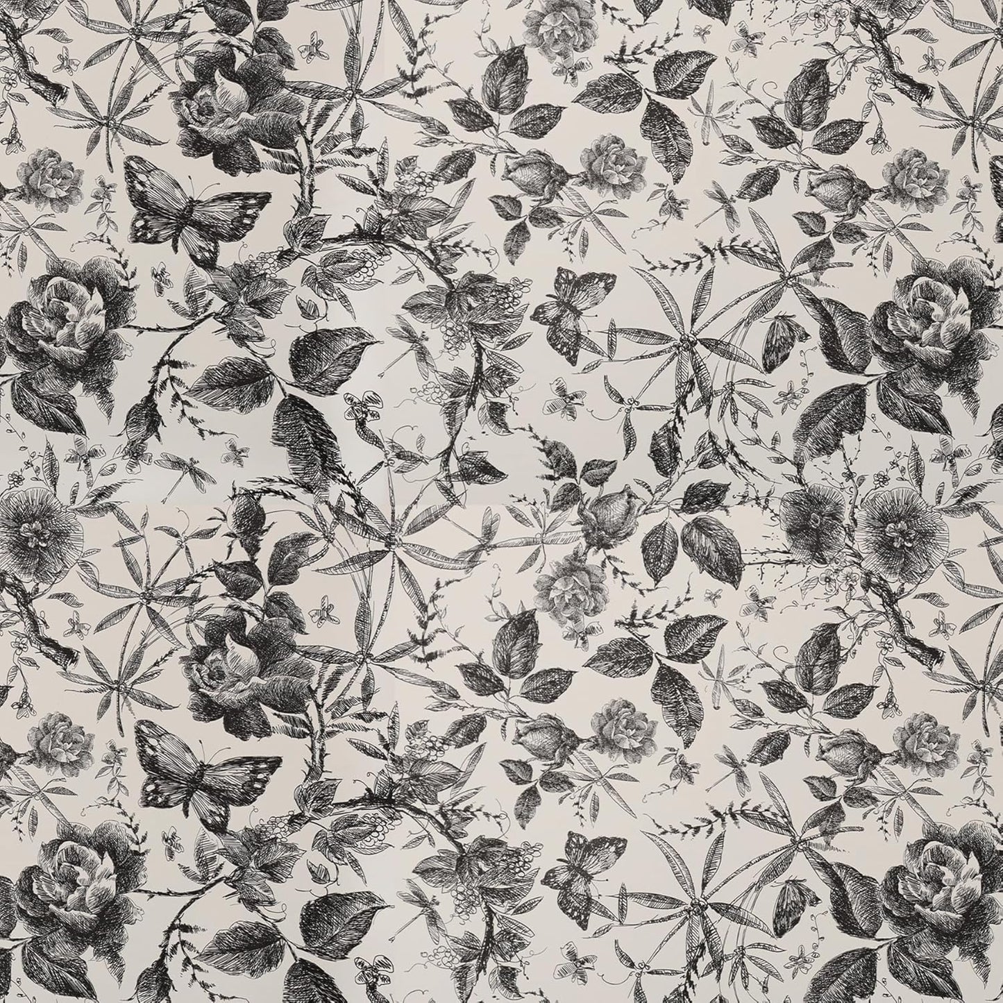 Black and White Rose Wallpaper - Vintage Floral Peel & Stick