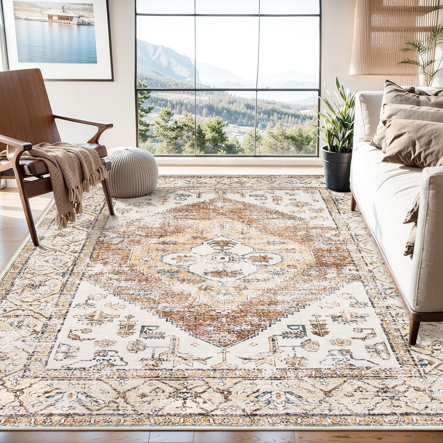 Lahome Washable Living Room Area Rugs 8x10 - Non-Slip Design