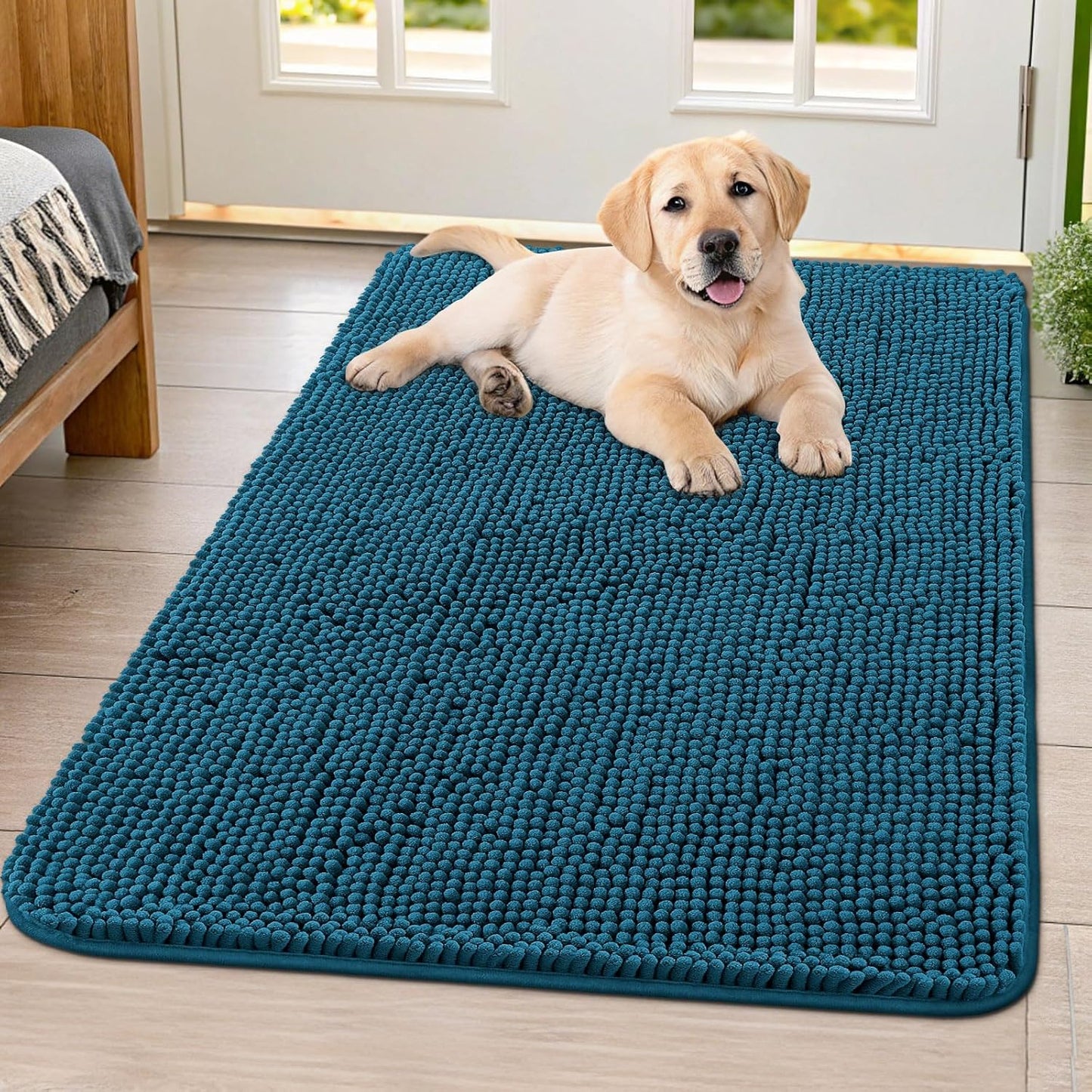 Smiry Dog Door Mat for Muddy Paws - Absorbent Chenille Mat