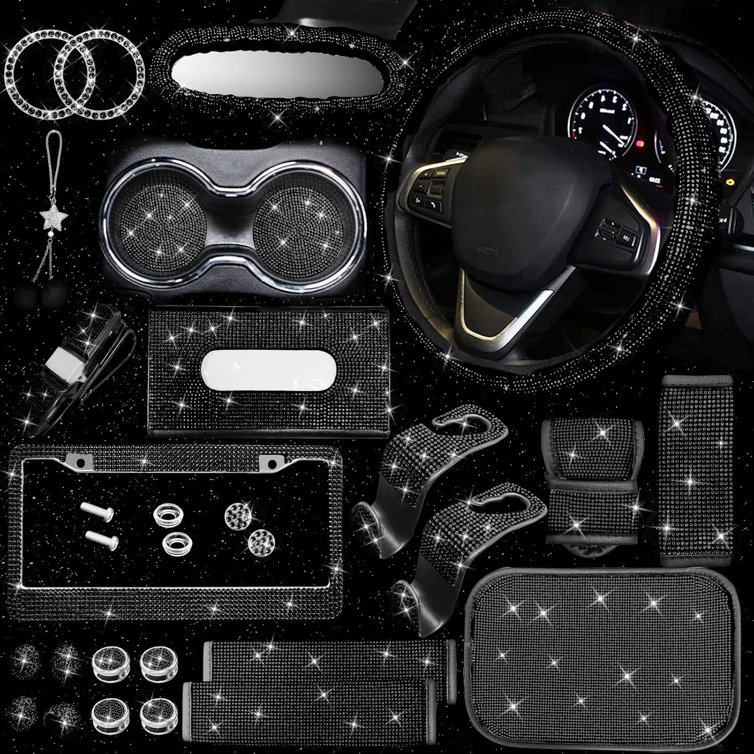 Bling Car Parts Set with 25 Accessories for Stylish Vehicles