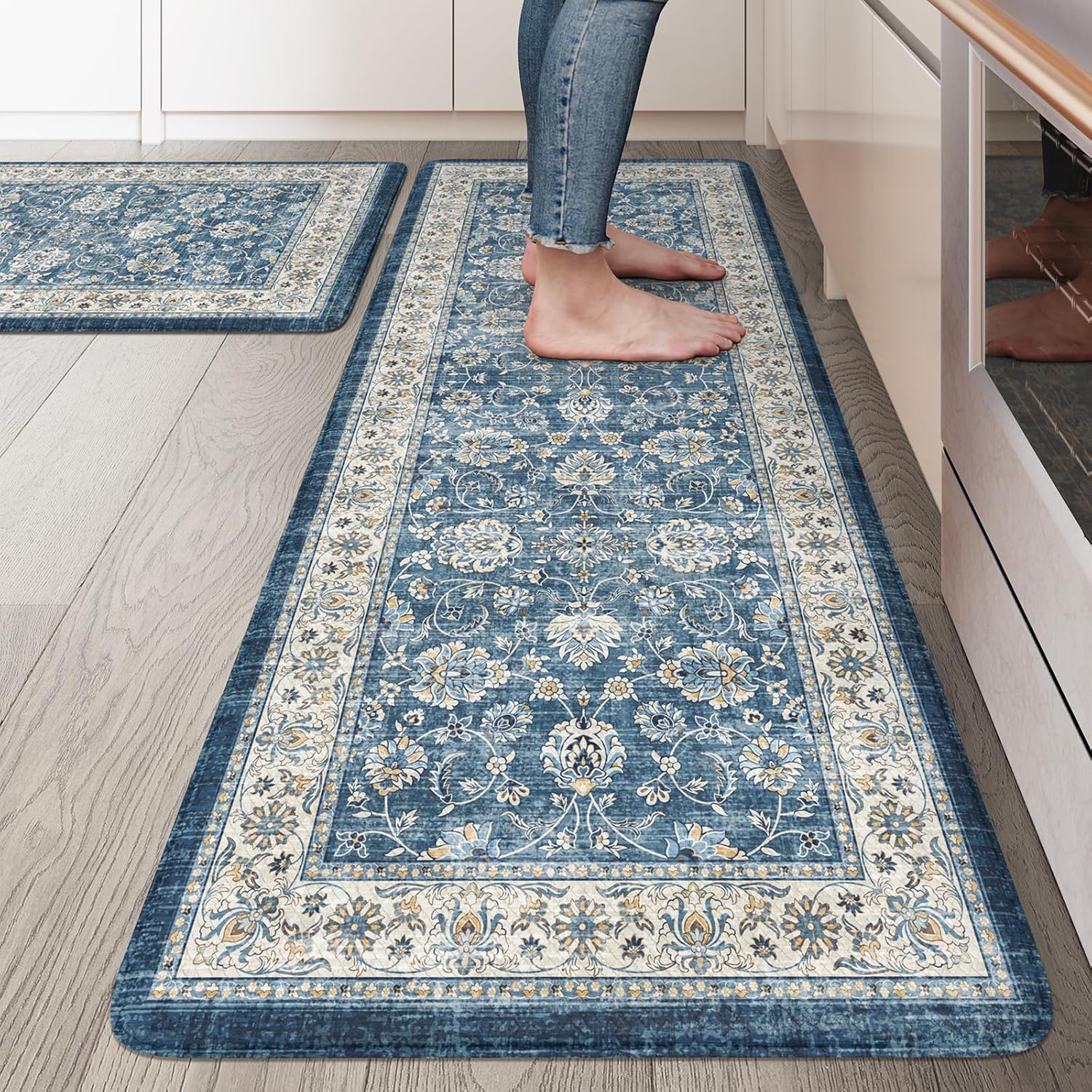 Cushioned Anti Fatigue Kitchen Mats Set of 2 for Comfort