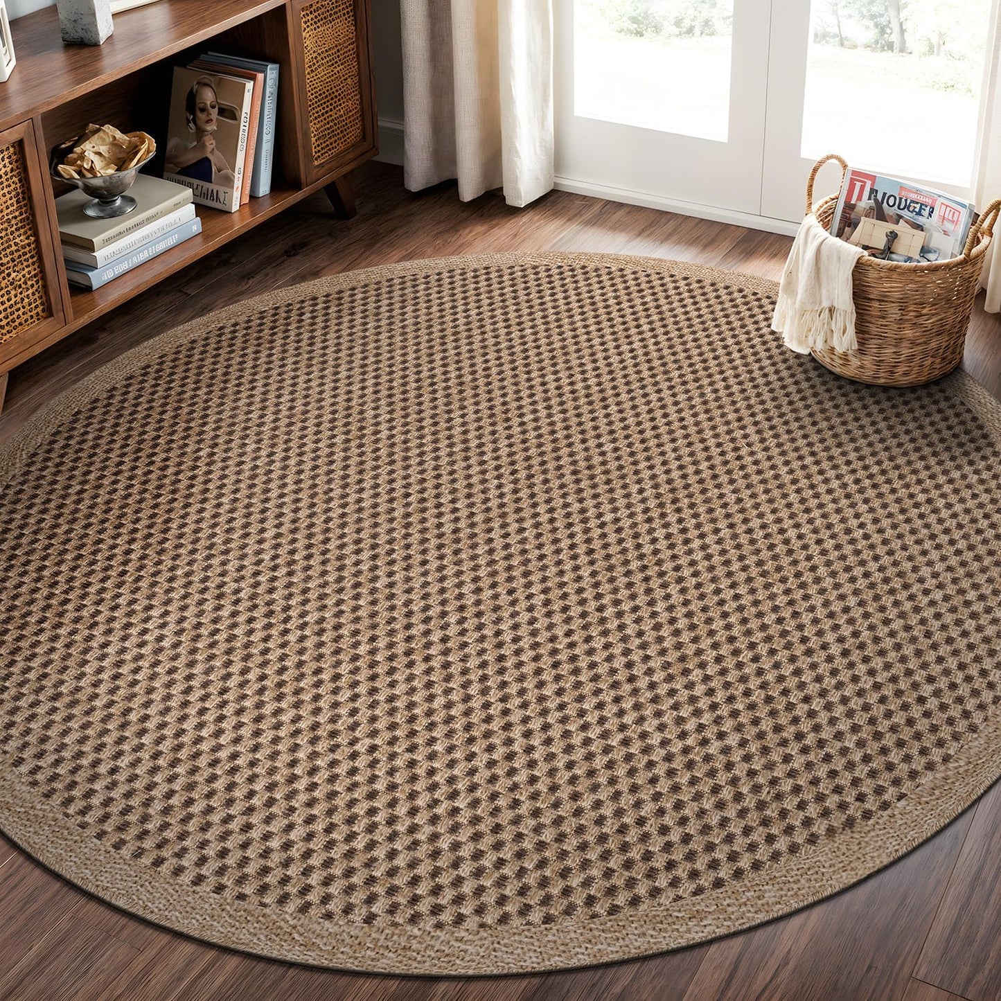 CAMILSON Easy Jute Round Rug 6ft for Living Room and Patio