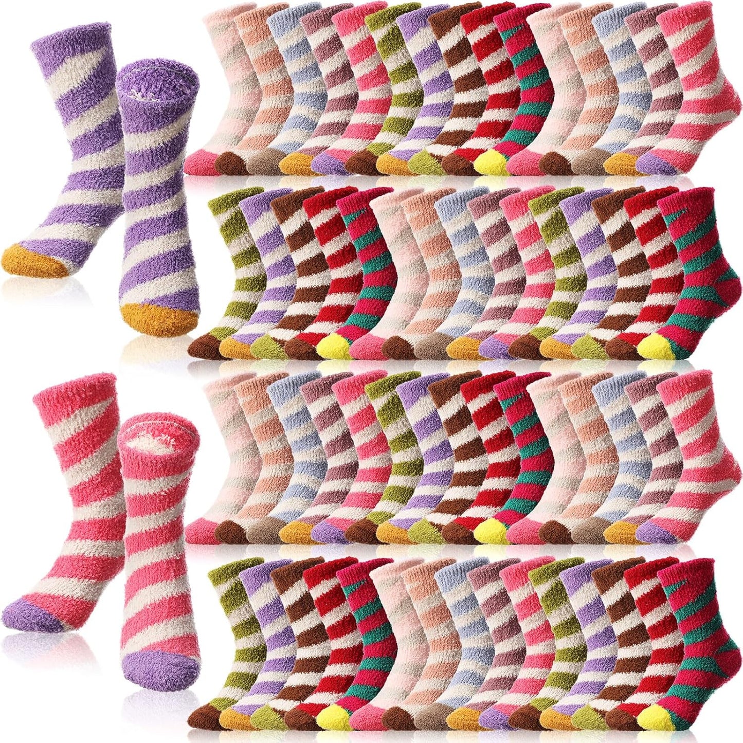 60 Pairs Women Fuzzy Socks Bulk for Winter Warmth and Comfort