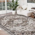 Joydeco 8x10 Area Rug Light Coffee - Machine Washable Vintage Floral