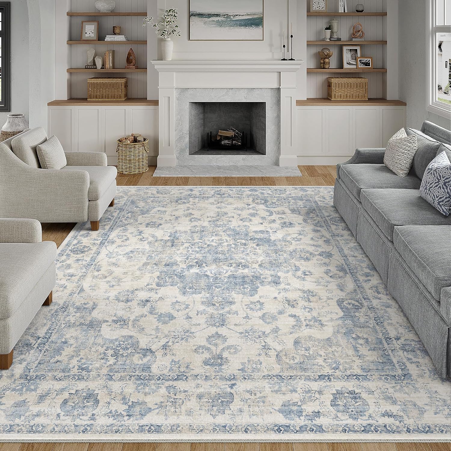 9x12 Neutral Area Rug for Living Room and Bedroom Comfort