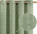 Boho Linen Blend Curtains Sage Green, 90 in - Semi-Sheer Striped