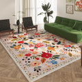 Area Rugs 9x12 Washable Boho Rug - Low Pile Non Slip Floral Vintage