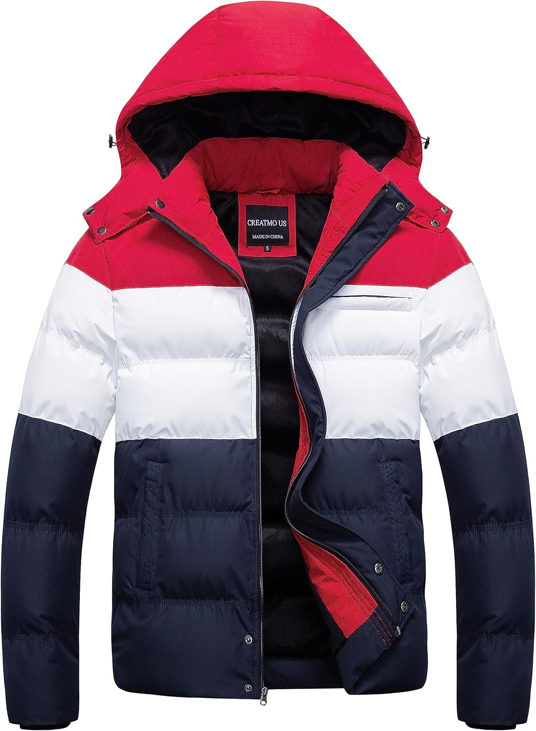 CREATMO US Men's Puffer Jacket Waterproof Winter Parka Coat