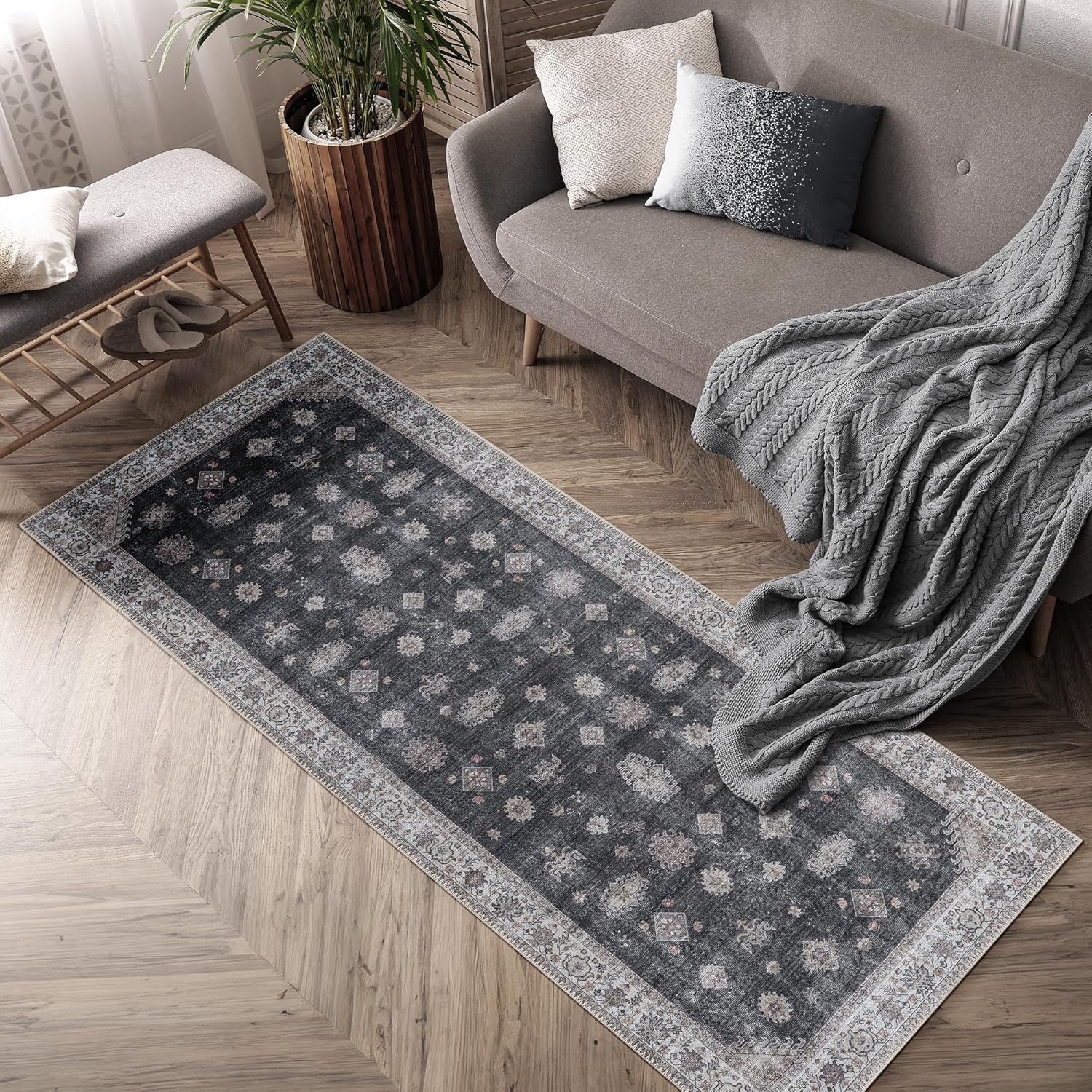 Adiva Rugs Machine Washable Area Rug with Non Slip Backing