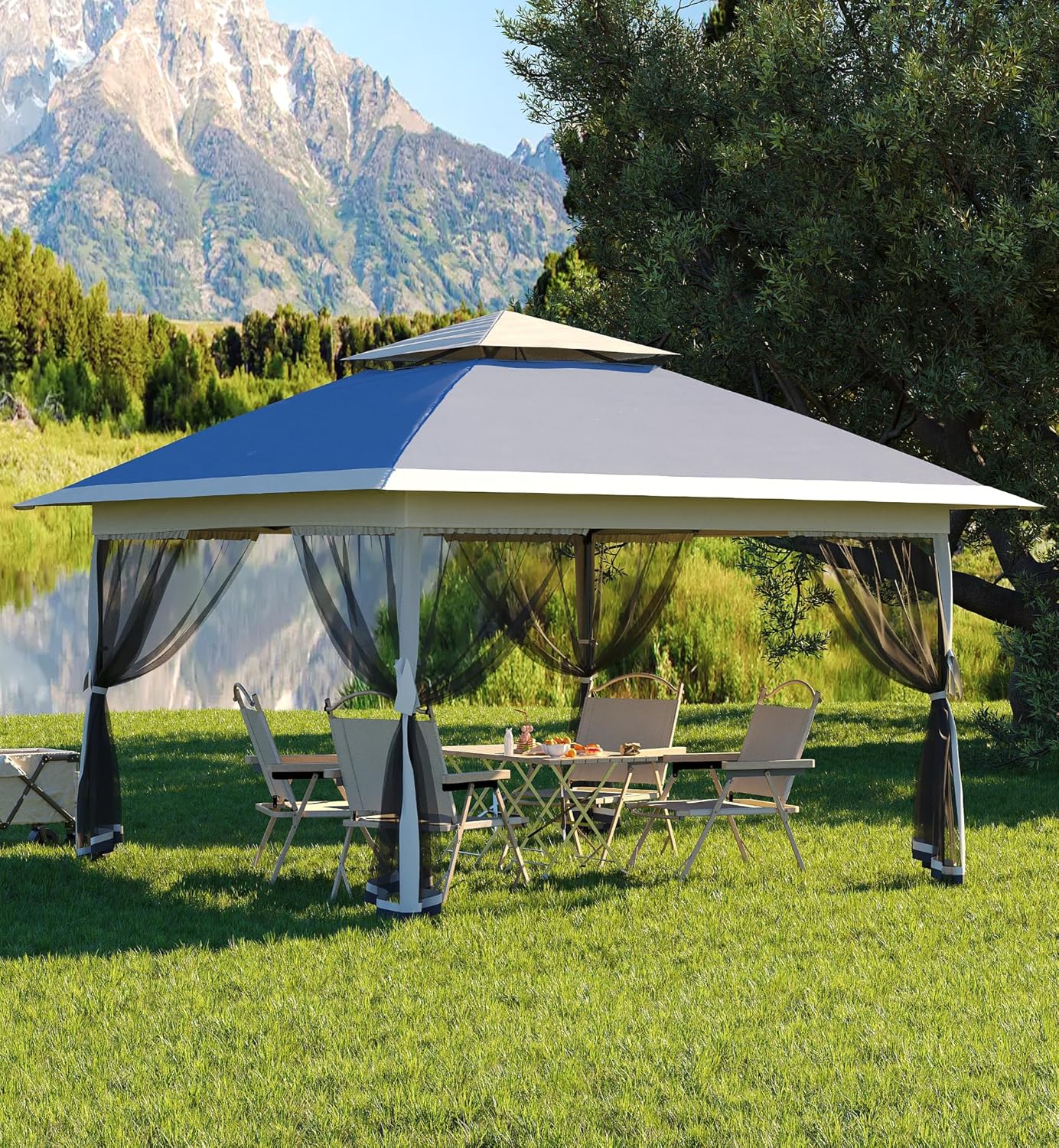 Garvee 13x13FT Pop Up Gazebo with Mosquito Netting for Events