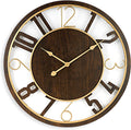 Elegant 24-Inch Brown Wooden Wall Clock for Modern Decor