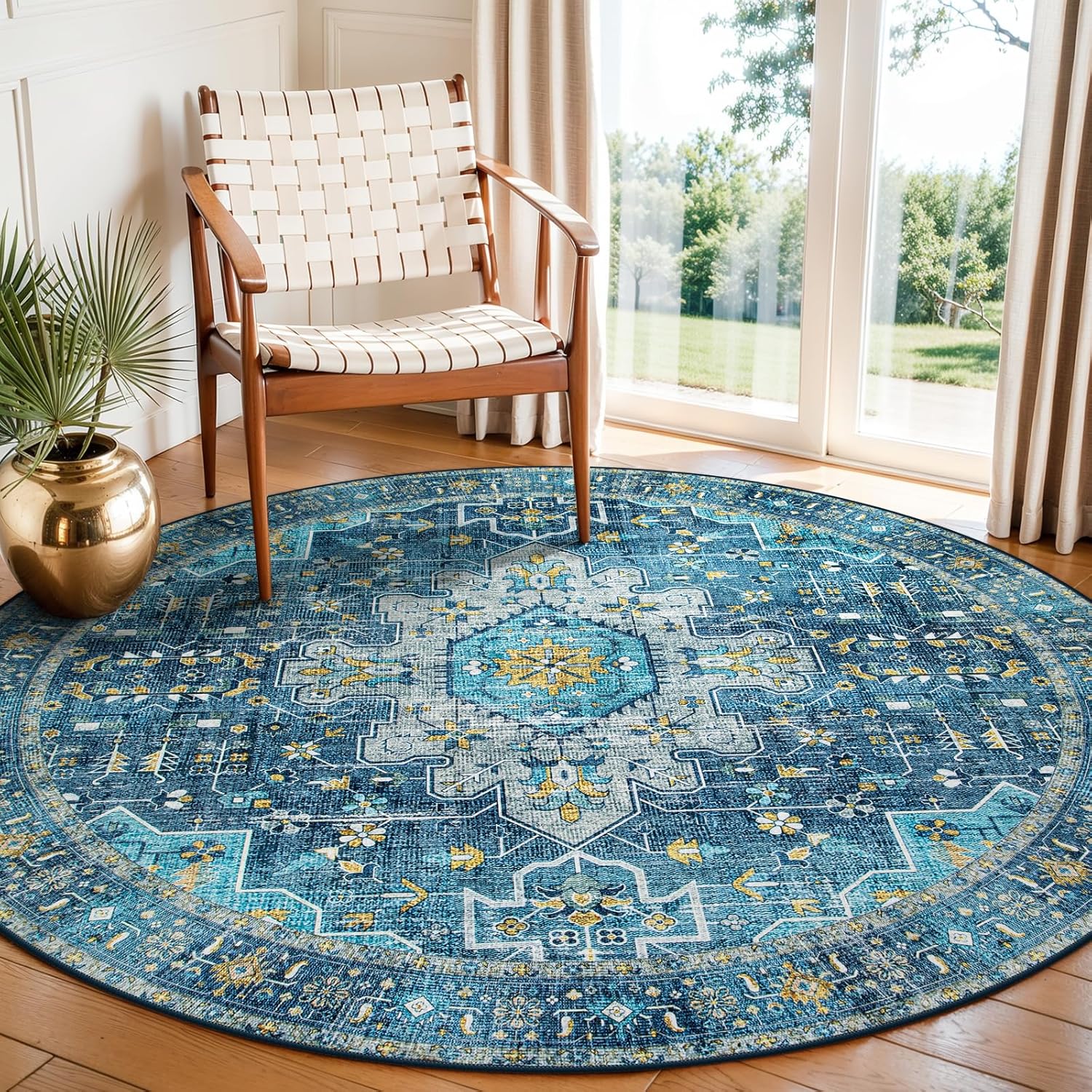 Moynesa Ultra-Thin Washable 5ft Round Rug for Cozy Spaces