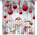 Merry Christmas Curtains Cute Snowman Pattern Privacy Panels - 42in x