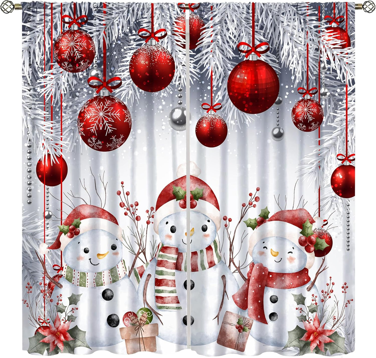 Winter Snowman Privacy Curtains 42x45 | Cute Christmas Decor